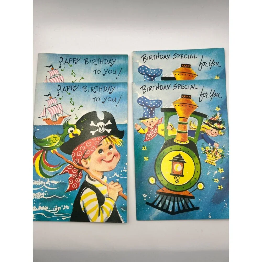 Vintage Sunshine Kids Birthday Cards Assortment Of 10 W Box + Envelopes Complete